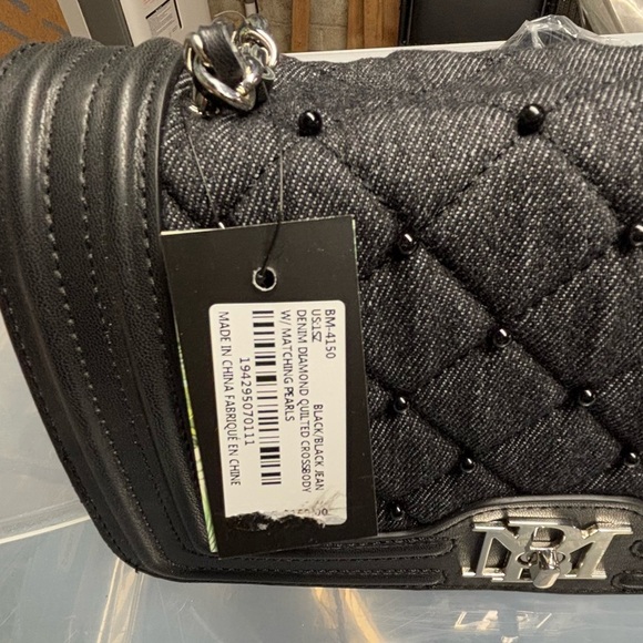 BADGLEY MISCHKA - Quilted & Beaded Denim Shoulder Bag - Picture 3 of 8